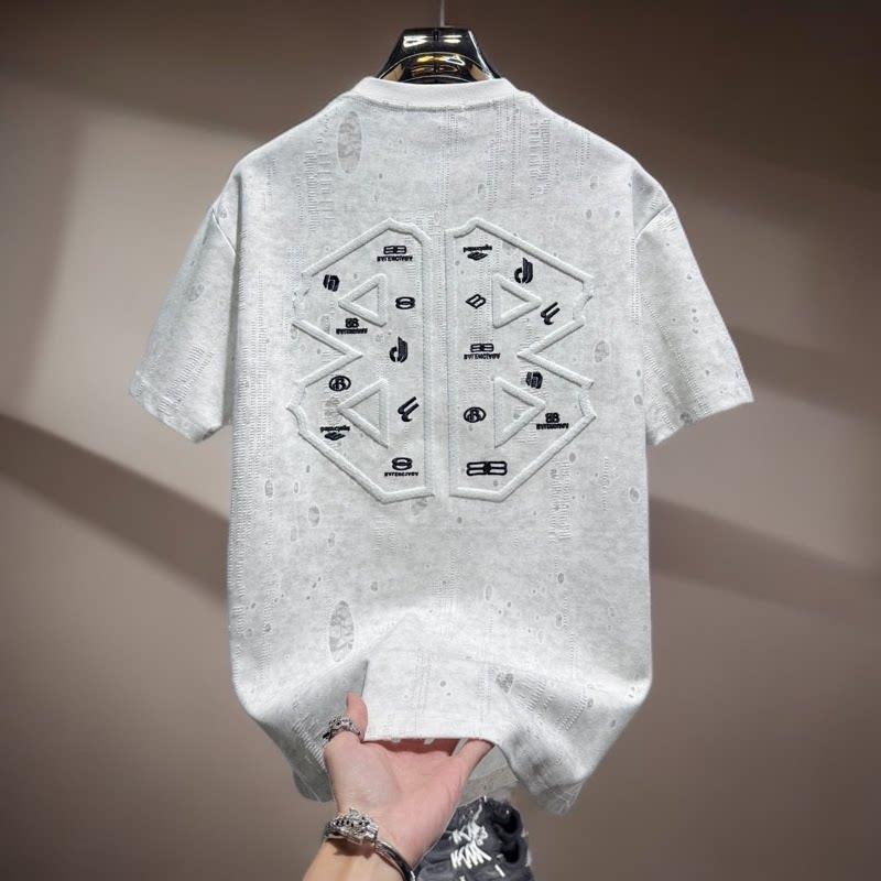 欧货夏季潮牌轻奢短袖T恤男2026新款高级感刺绣休闲宽松上衣半袖