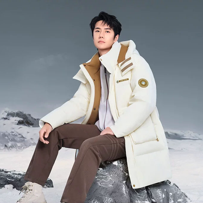 王一博同款中长款羽绒棉服男冬季