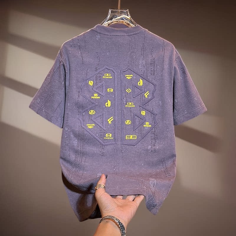 欧货夏季潮牌轻奢短袖T恤男2026新款高级感刺绣休闲宽松上衣半袖
