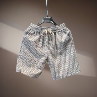 男生色织五分裤 男士 夏季 品牌正品 宽松沙滩大裤 休闲短裤 薄款 衩 时尚