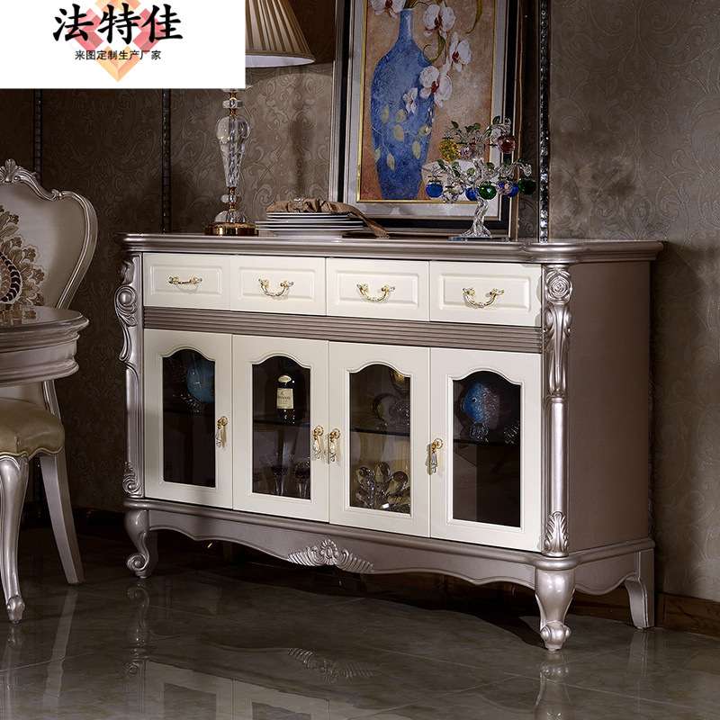 欧式实木雕花餐边柜新古典边柜碗柜大户型餐厅储物柜玄关柜