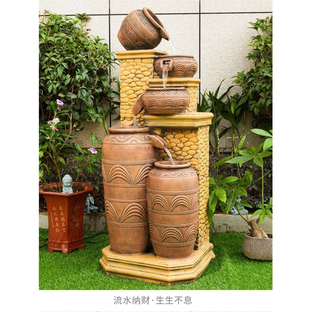 户外流水喷泉摆件陶罐阳台庭院花园循环水落地景观家居装饰品