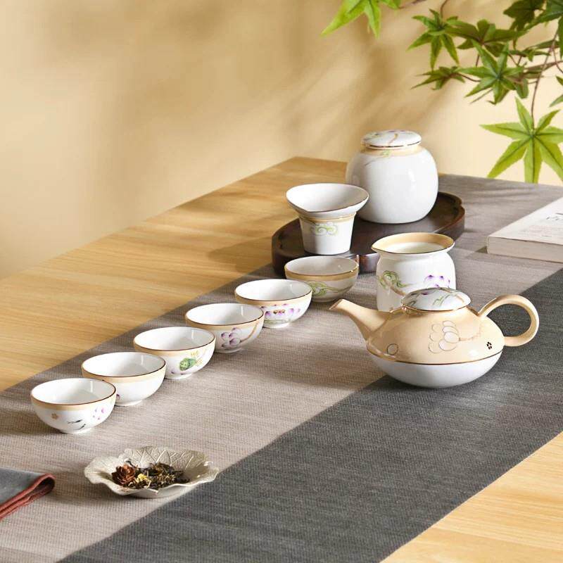 源头工厂红玫瑰手绘骨瓷茶具套装家用陶瓷茶壶茶杯茶具全套一整套