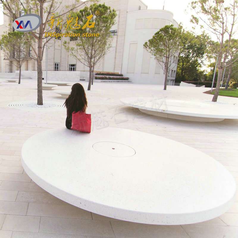 广东 厂家城市装饰圆盘grc预制混凝土坐凳公共区人造石艺术凳