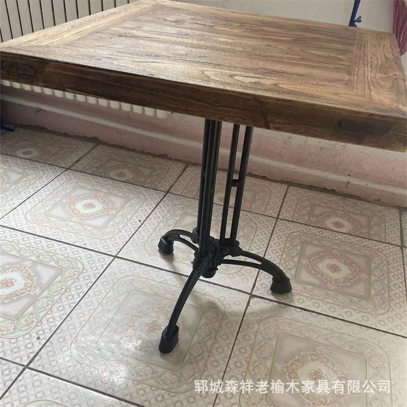 老榆木方桌西餐厅餐桌咖啡桌方桌洽谈桌快餐店实木桌子甜品店木桌