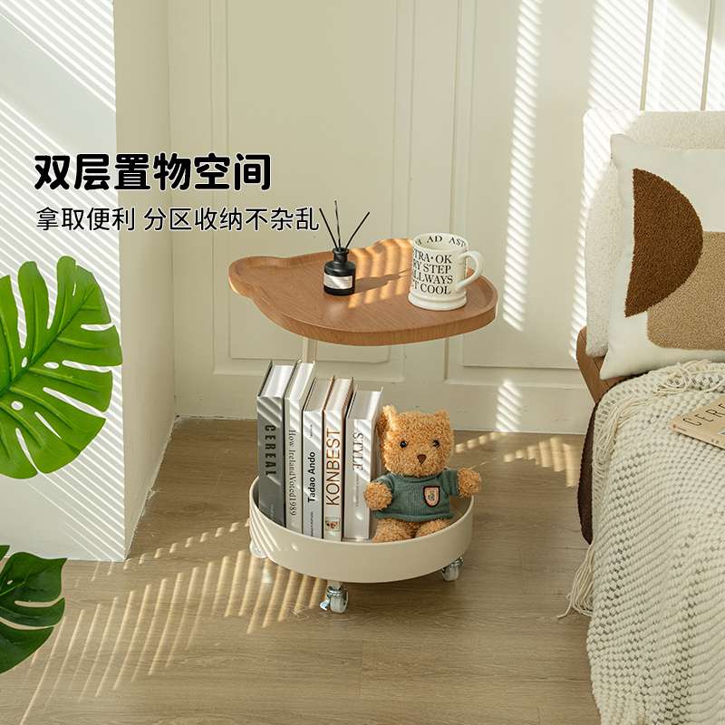客厅沙发边几可移动茶几小推车创意落地灯带风扇一体置物架侧边柜
