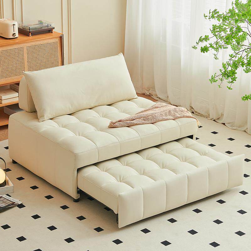 奶油风伸缩单人沙发床多功能小户型两用1米2双人布艺沙发折叠款