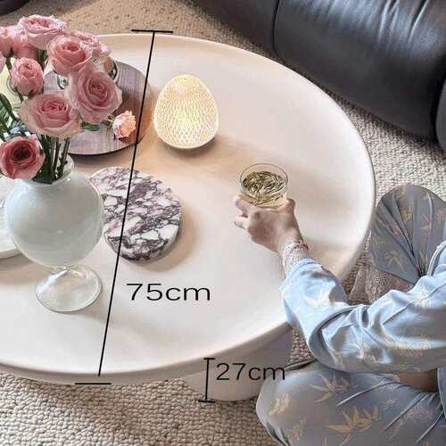 圆形奶油风茶几客厅家用创意2023新款北欧简约现代小户型沙发圆桌