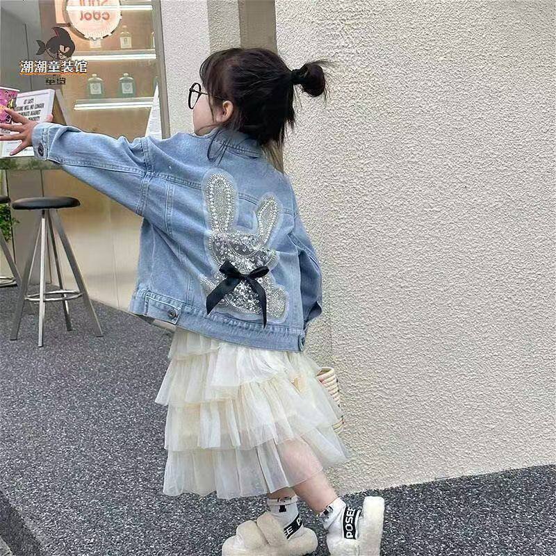女童牛仔外套春秋新款儿童夹克上衣韩版中大童百搭外衣潮酷公主范