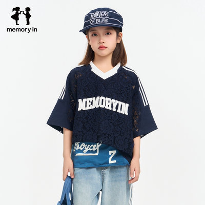 memoryin童装蕾丝拼接短袖T恤