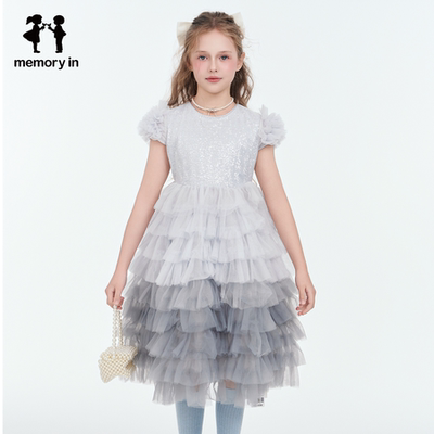 memoryin童装渐变纱连衣裙