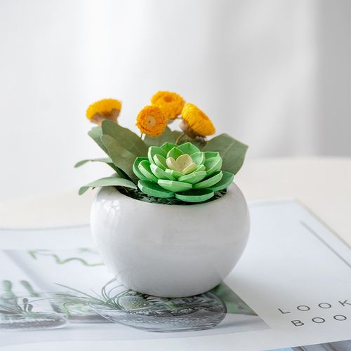 创意衍纸盆栽材料包 3D立体多肉花束 手工diy套装 绿植摆件成品
