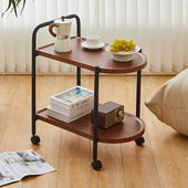 可移动小推车家阳台小圆桌用沙发边几中古茶几卧室床头置物桌角几