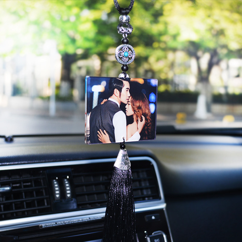 车内挂饰照片定制水晶后视镜吊饰车载照片男女士车饰diy汽车挂件