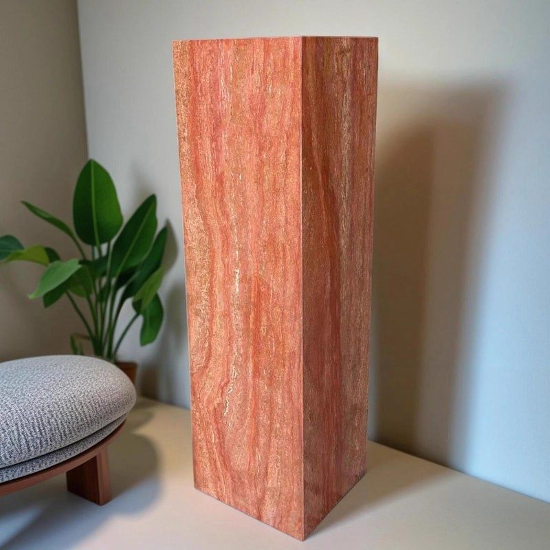 天然红洞石立柱摆件底座酒店别墅客厅石材花架雕塑台石墩子底座