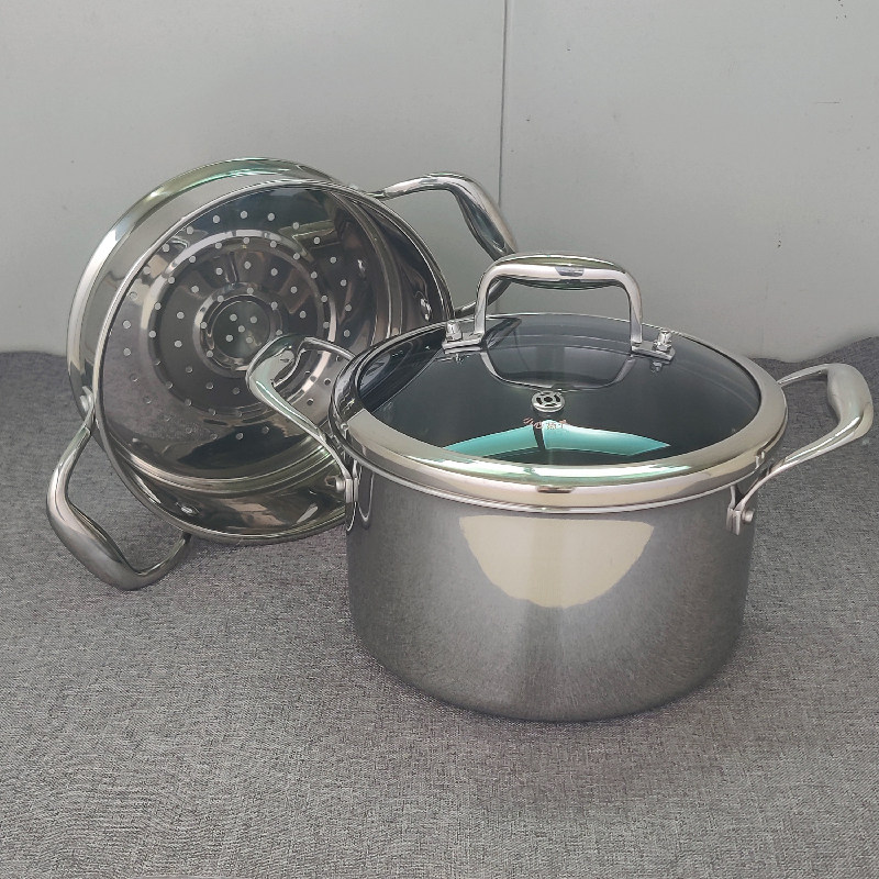 304不锈钢蒸锅 蒸汤锅家用特厚煮炖大容量汤锅双层电磁燃气炉通用