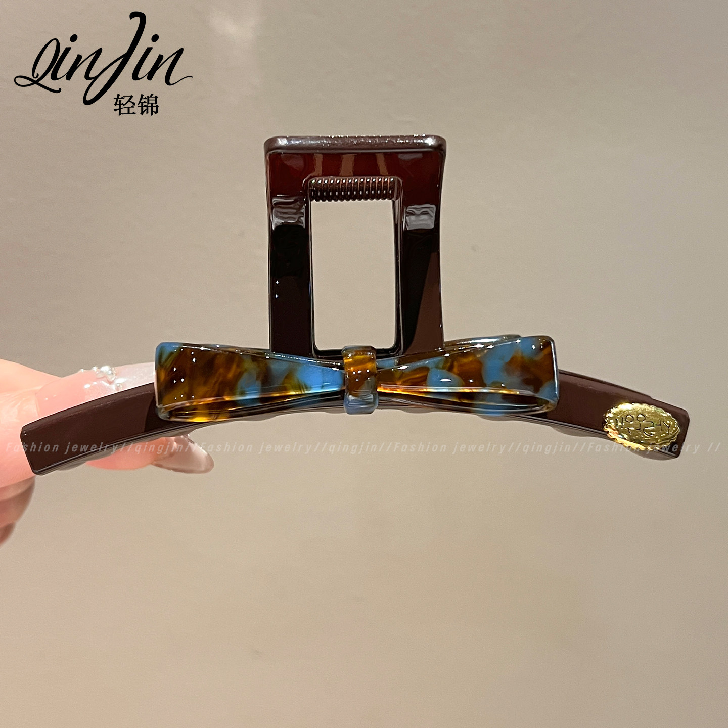 日韩醋酸蝴蝶结鲨鱼夹气质发量多