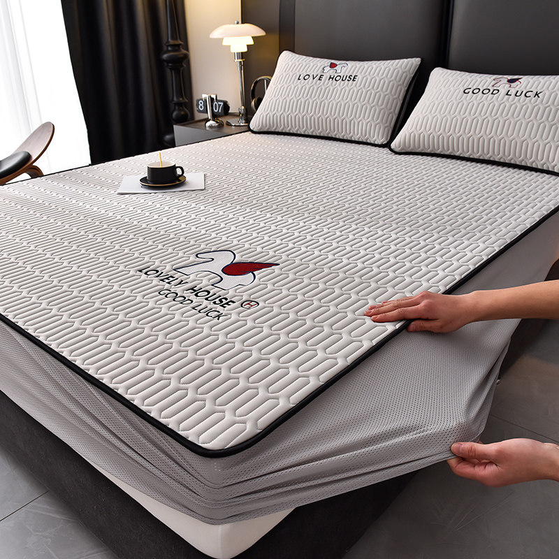 刺绣凉感冰丝乳胶凉席床笠款三件套空调软席子可水洗凉垫夏天夏季,床上用品,乳胶席,淘宝优惠券,粉丝福利购,淘宝优惠卷