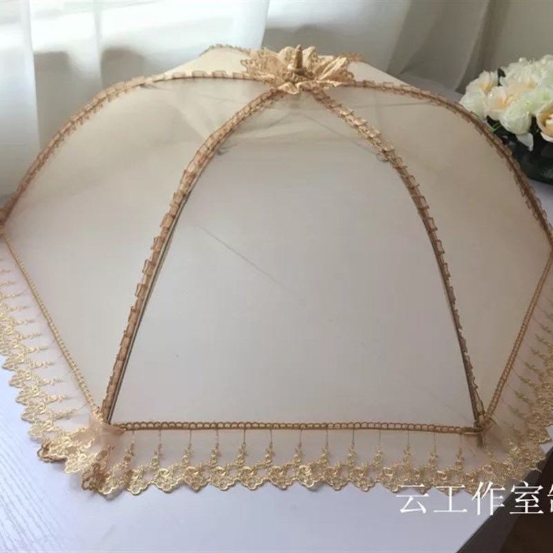 大号欧式高档菜罩 可折叠拆洗食物罩饭菜伞盖 防苍蝇餐桌罩子圆形
