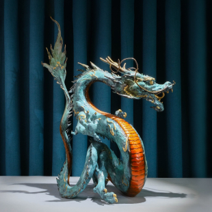 铜金岁月铜龙摆件生肖龙工艺品办公室客厅书房家居生意兴隆装 饰品