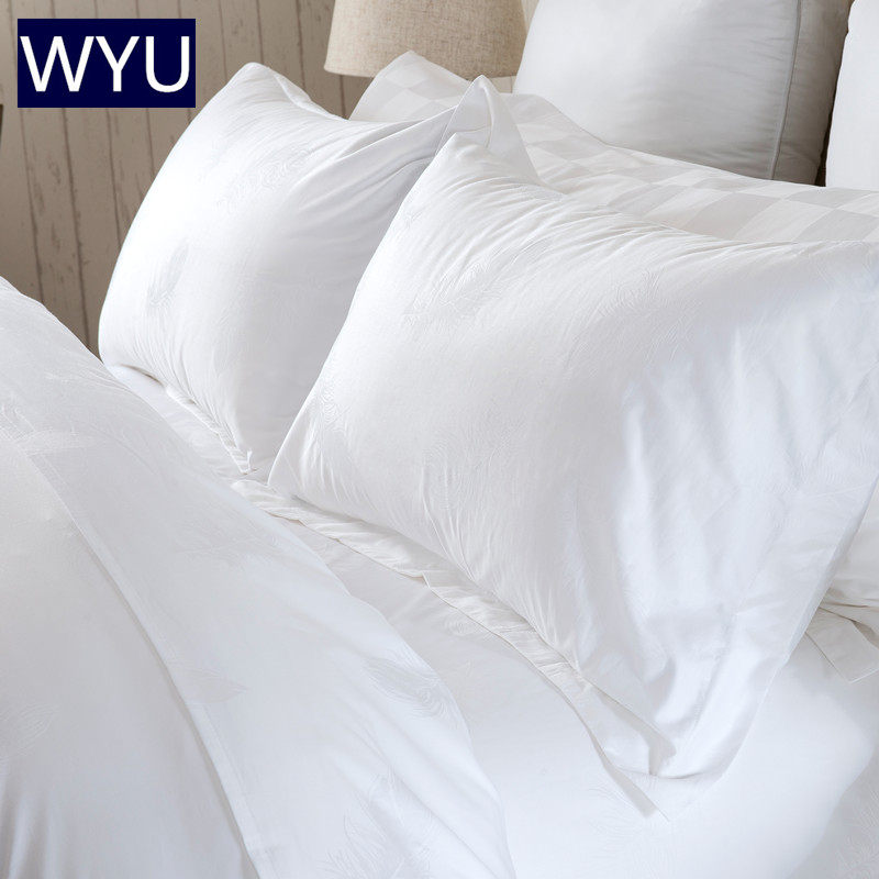 80支全棉酒店白色贡缎提花高支高密单人双人枕套羽毛花长枕头套子,床上用品,枕套,淘宝优惠券,粉丝福利购,淘宝优惠卷