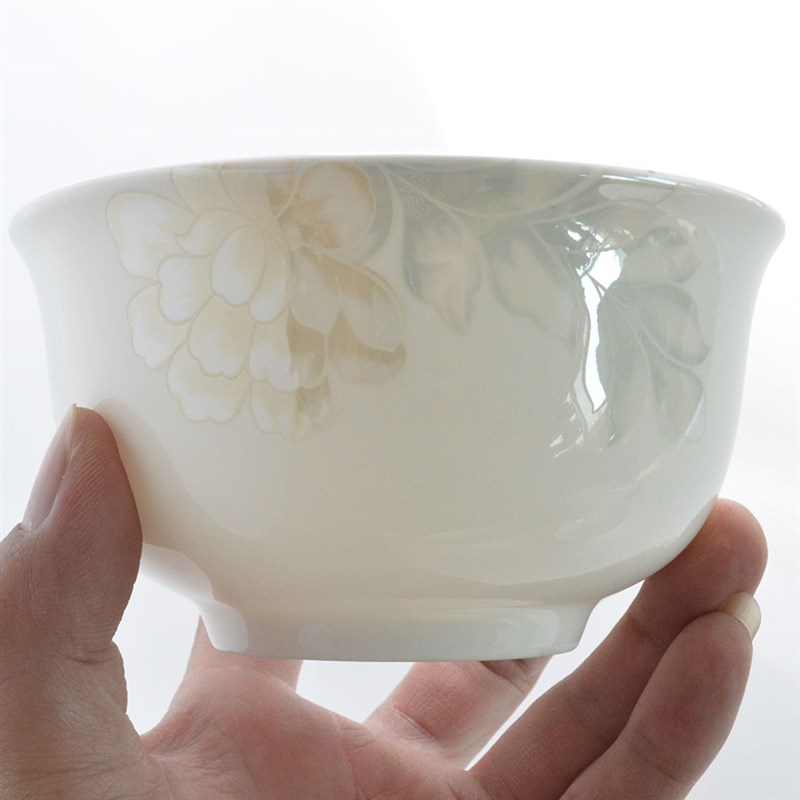 唐山家用高档精致无铅骨瓷餐具4.5英寸高足碗米饭碗吃饭陶瓷碗