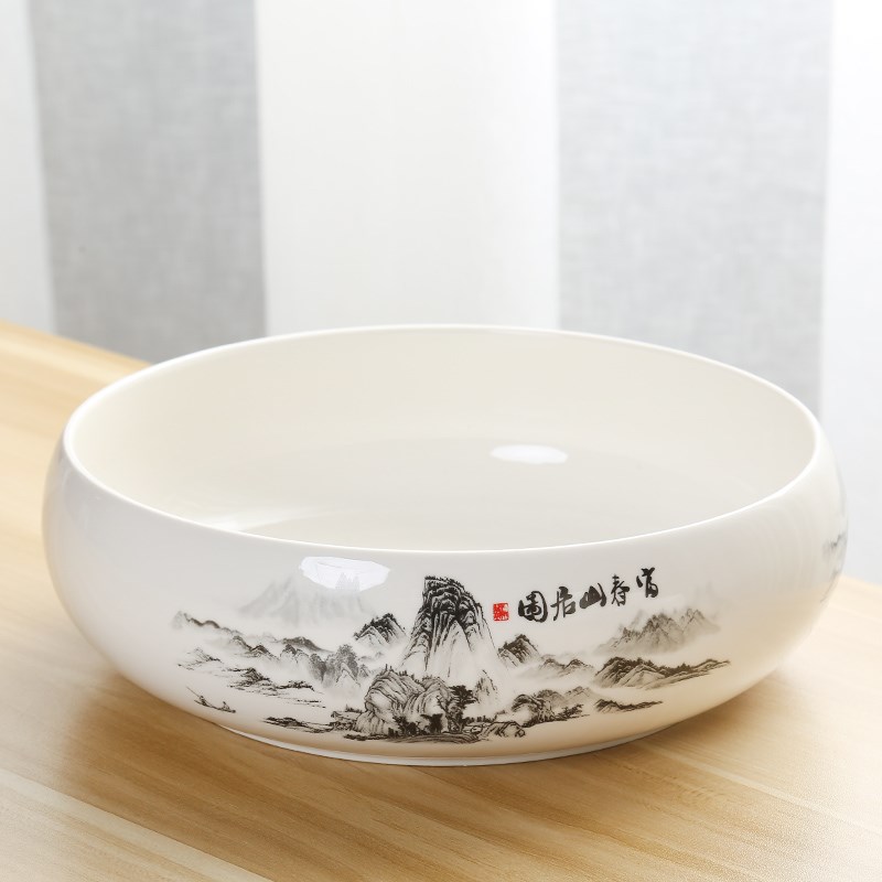 特大号茶洗陶瓷家用水洗茶杯盆器皿中式茶具配件大号小号水盂笔洗