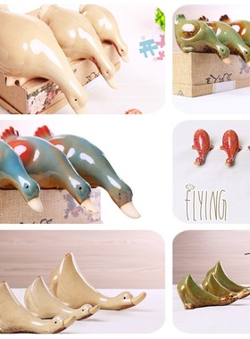 现代家居特色 陶瓷工艺品 小清新简约客厅展厅摆件花园造景隔板鸭