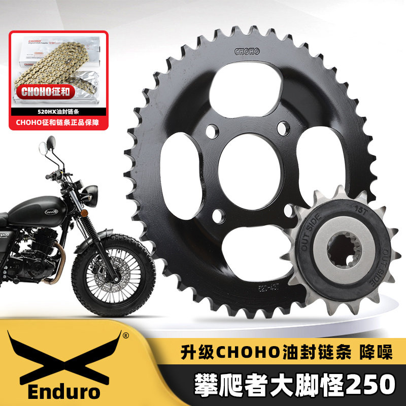 适用轻骑大脚怪250 QM250-3X复古车改装牙盘大小齿轮征和油封链条