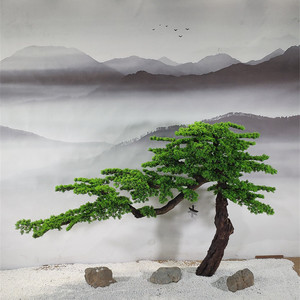 迎客松仿真松树摆件罗汉松大型造景绿植美人松酒店玄关展厅装饰