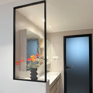 油画超白水波纹钢化艺术玻璃隔断屏风玄关柜洗手台干区卫生间半墙