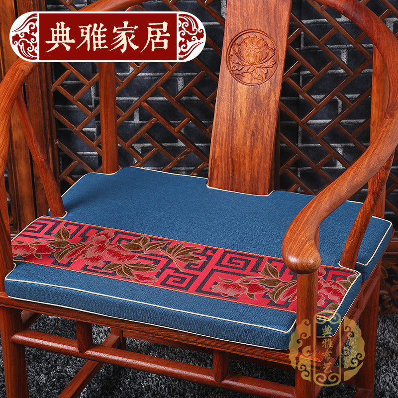 定制红木椅子坐垫中式红木家具沙发垫棉麻太师餐圈椅茶桌椅棕垫