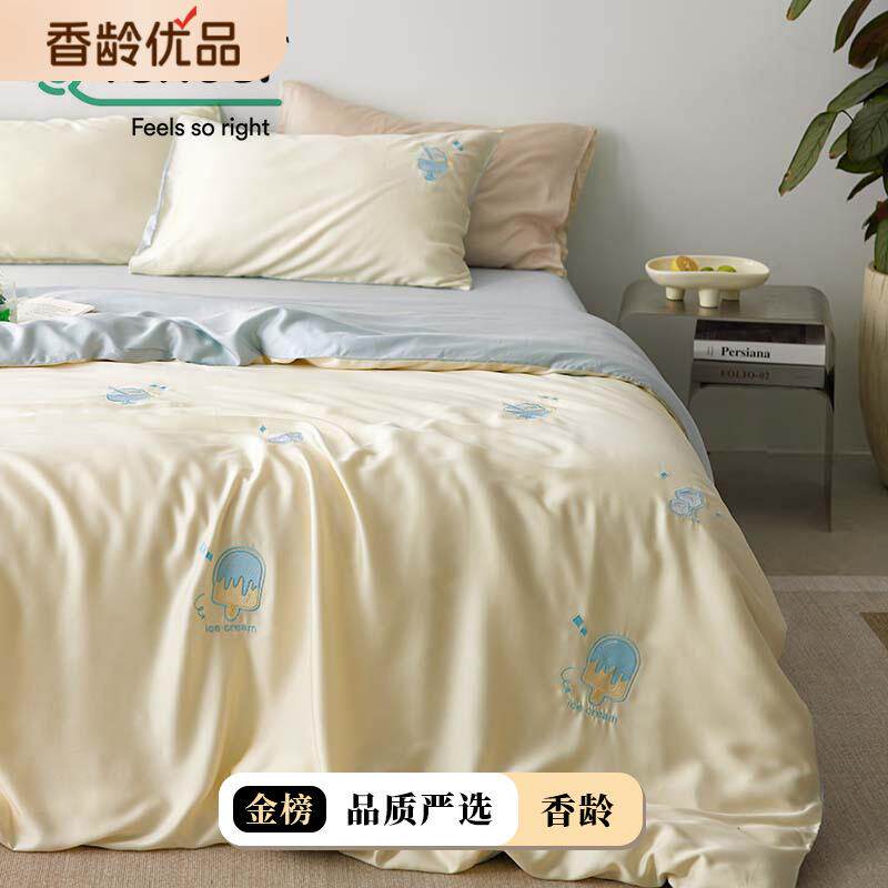 可爱冰淇淋~100S奥地利进口兰精天丝四件套韩式散点刺绣床上用品