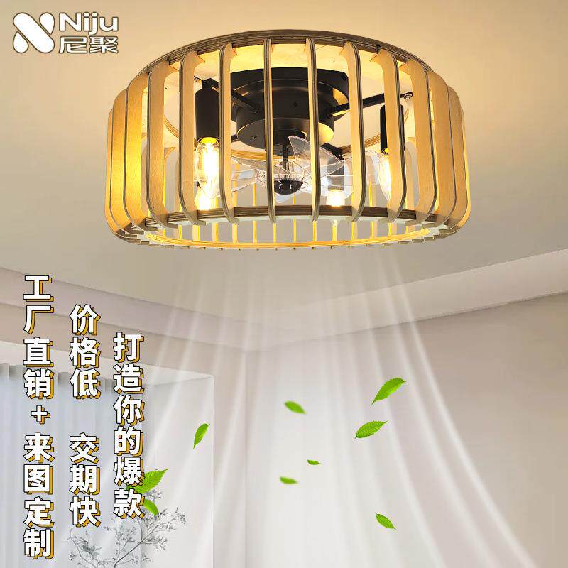 亚马逊风扇灯卧室灯中古电扇吸顶灯创意家居主卧灯美式餐厅吊扇灯