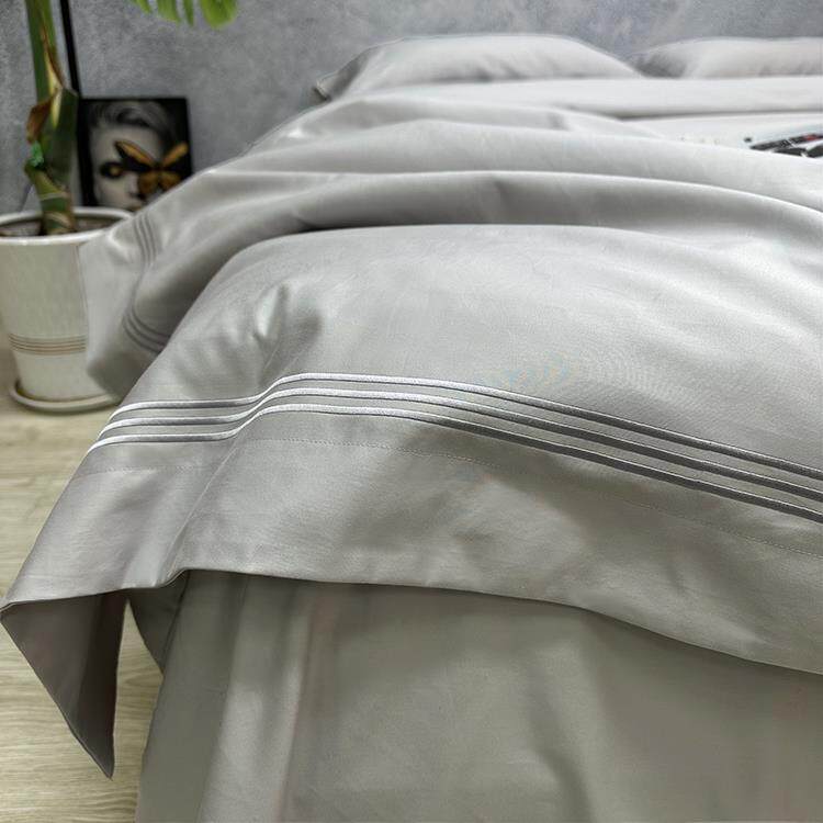 极简轻奢 埃及长绒棉140支1200根床品四件套刺绣被套床单枕套