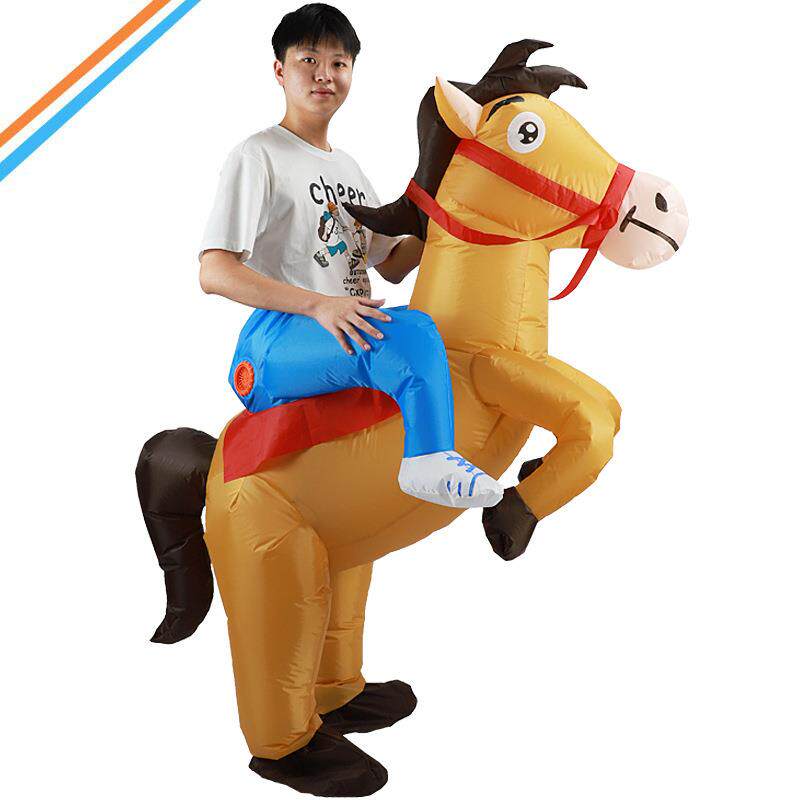 跨境新品万圣节骑行活跃马表演服可爱动物坐骑道具爵士马充气服