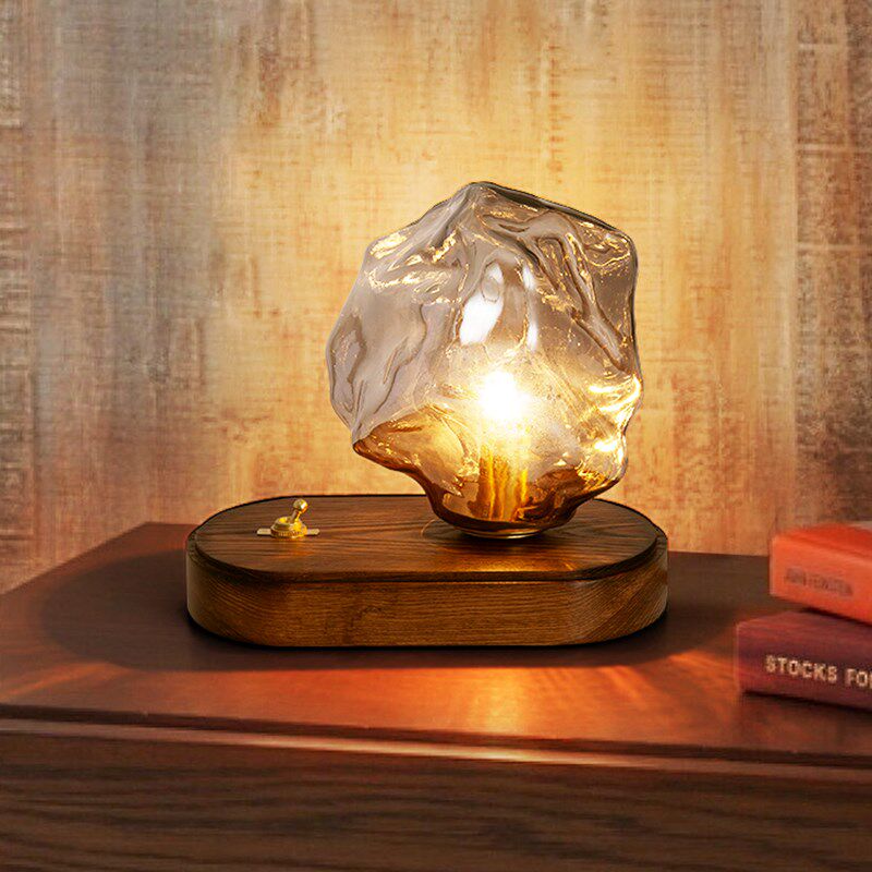 中古夜灯复古装饰小台灯创意摆件氛围灯设计师冰块台灯卧室床头灯