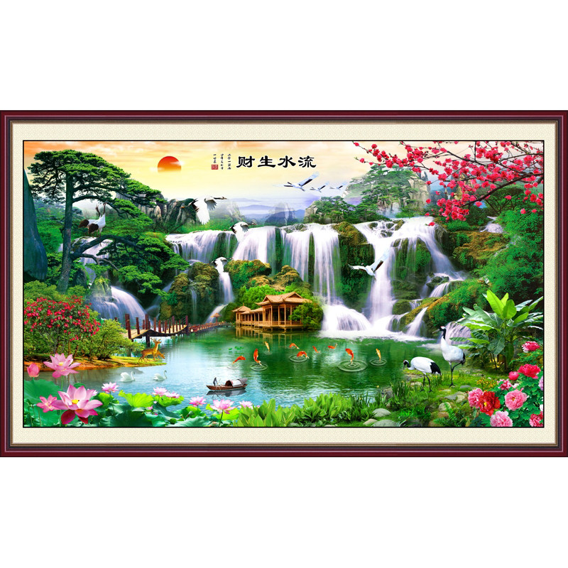 装饰画墙画山水风景靠山画沙发电视背景墙壁画玄关招财自粘贴画