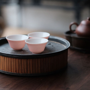 天野漫粉若深杯粉色功夫茶陶瓷品茗杯桃面茶道配件色釉中式单杯
