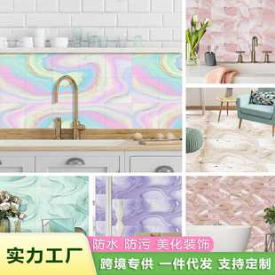 23款彩色仿真大理石花纹水晶硬片瓷砖贴厨房浴室改造自粘墙贴