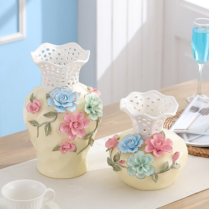 陶瓷花瓶台器花插客厅现代家居摆件工面品婚庆饰品花艺电视柜餐桌