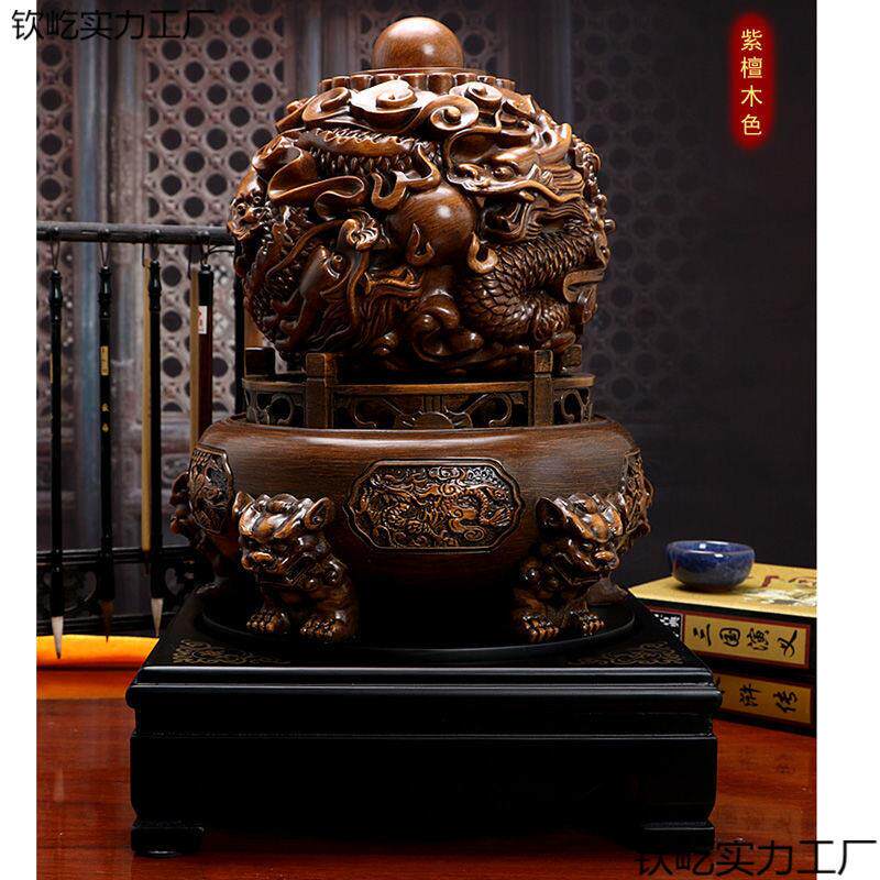 龙转乾坤鼎摆件时来运转聚宝盆大号办公室公司客厅古风装饰品摆设