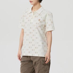 MLB官方旗舰店正品白色POLO衫2026春季新款运动休闲宽松短袖T恤