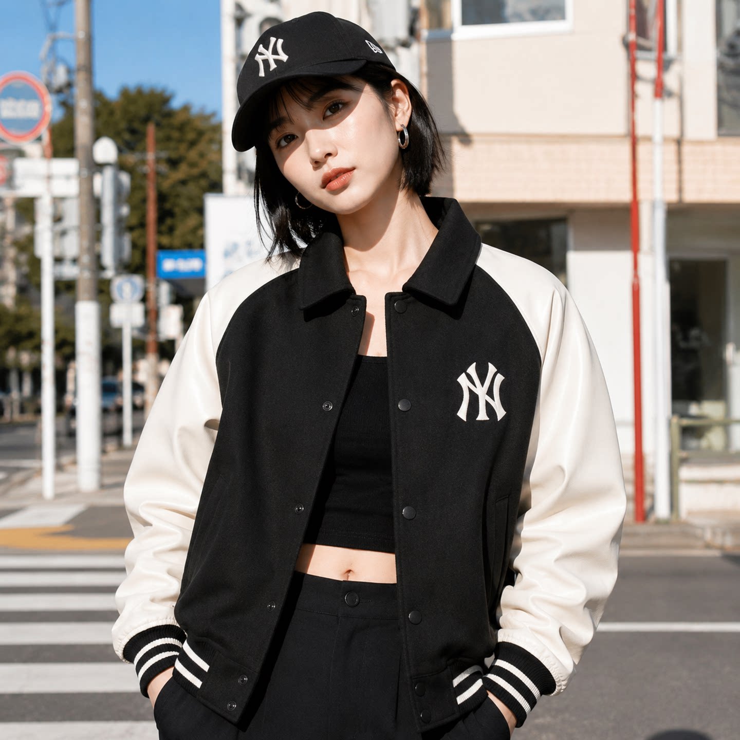 MLB官方NY大标夹克春季新款男女装拼接运动服立领外套3AJPM1146