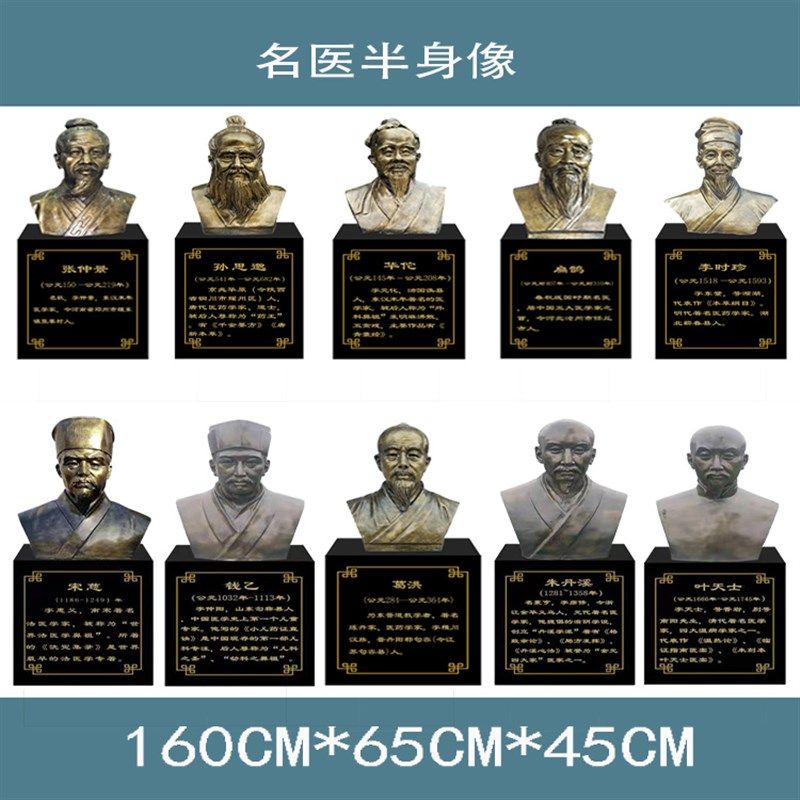 定制李时珍华佗雕塑玻璃钢扁鹊张仲景雕像孙思邈名医铸铜大型摆件