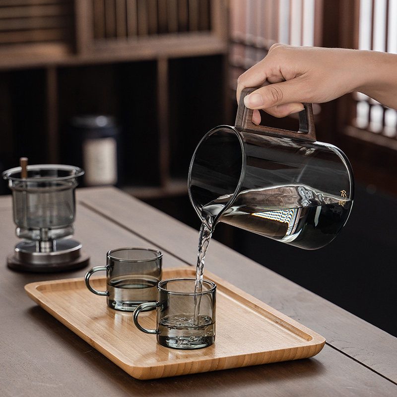 飘逸杯泡茶壶家用胡桃木沏茶过滤内胆茶水分离全玻璃冲茶器泡茶杯