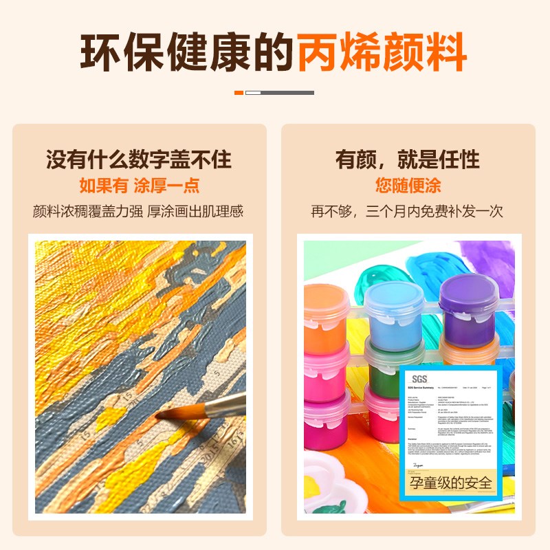 画开富贵数字油花花0寓意好2卉24新款手工diy填色静心手绘油彩画