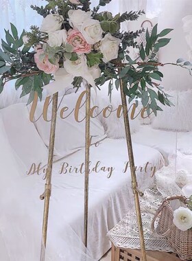 高庆婚礼迎宾牌水牌花 指示牌花艺 指引牌仿真绢花花艺婚端道具花