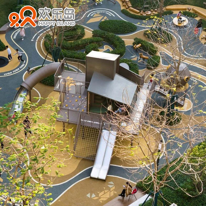 小区活动空间亲子互动主题乐园游设计乐设备厂家不锈钢滑梯定做