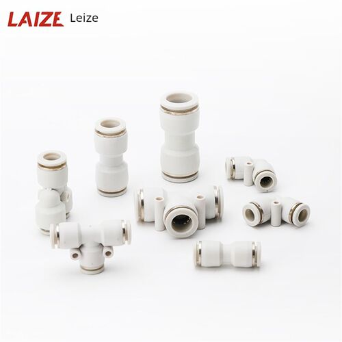 白色PE8mm三通等径气管接头塑料气动快速6/10对接T型快插配件大全